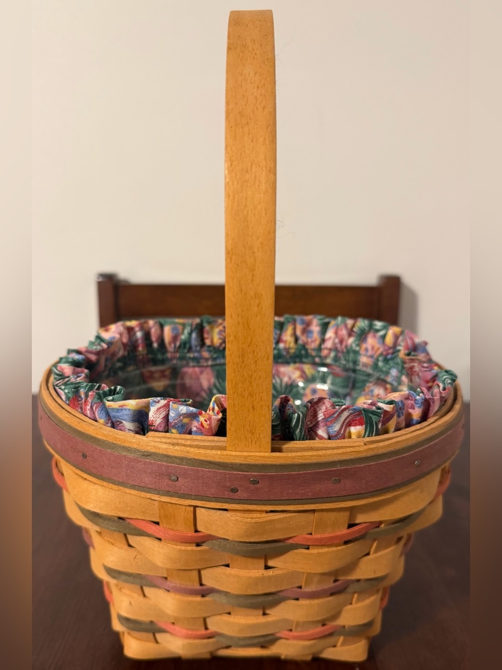 1996 Longaberger Easter Basket with Liner & Protector – Handwoven Dresden Ohio